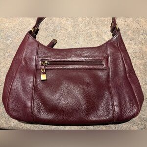Etienne Aigner Burgundy Pebbled Leather Shoulder Bag